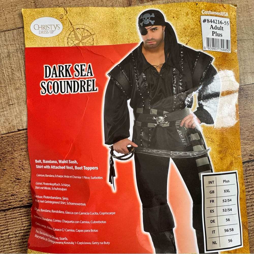 Scoundrel Pirate Halloween Costume Mens X-LARGE